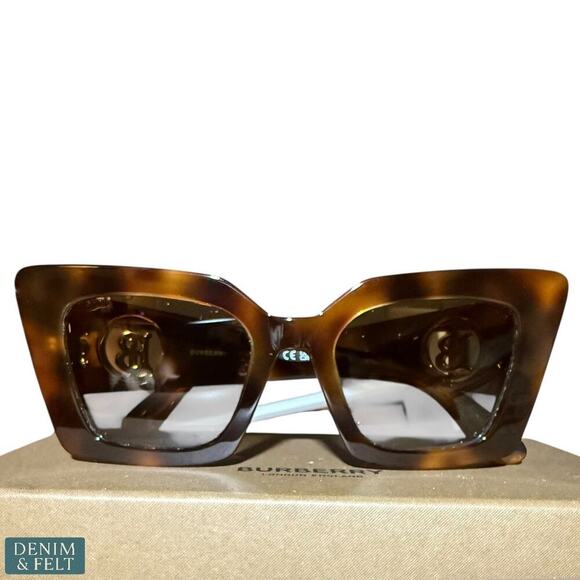 Burberry Daisy Light Havana Brown Tortoise Polarized Logo Sunglasses 51mm Italy - Picture 6 of 16